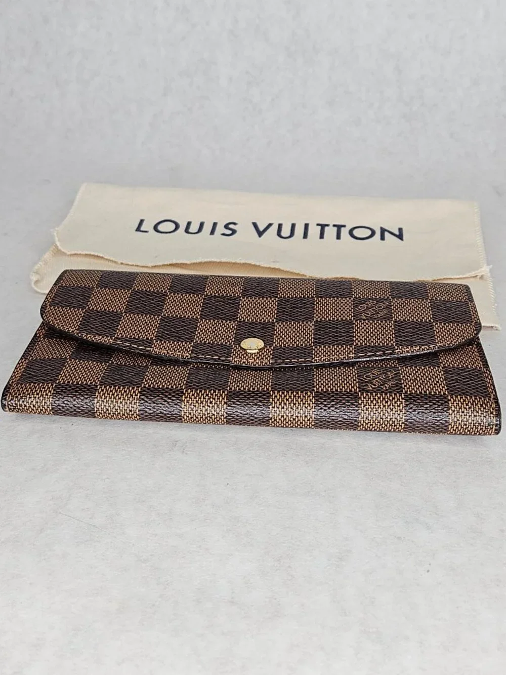 Louis Vuitton Damier Ebene Emilie Long Wallet Brown Interior